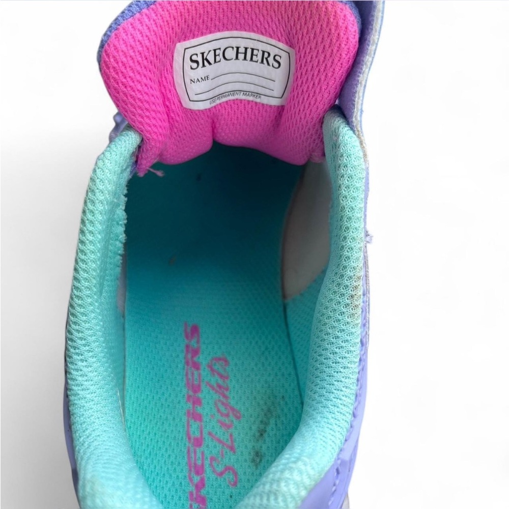 Skechers Kids Tuff Tech Lavender/Pink Lights Velcro Trainer - Picture 6 of 7